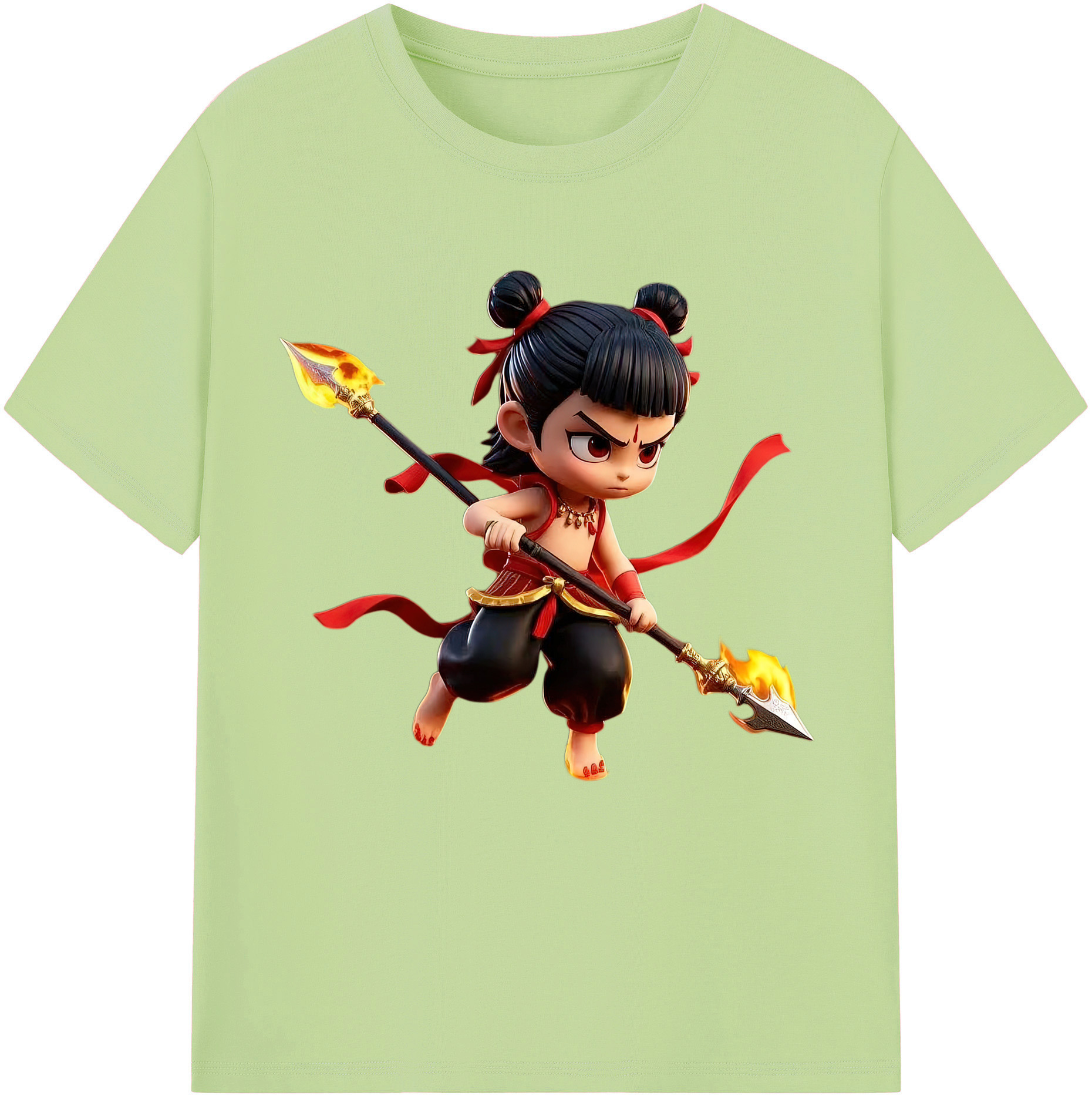 （画像用） Ne Zha 2 ナタ 魔童の大暴れ 綿100％半袖Tシャツ（フロントプリント）